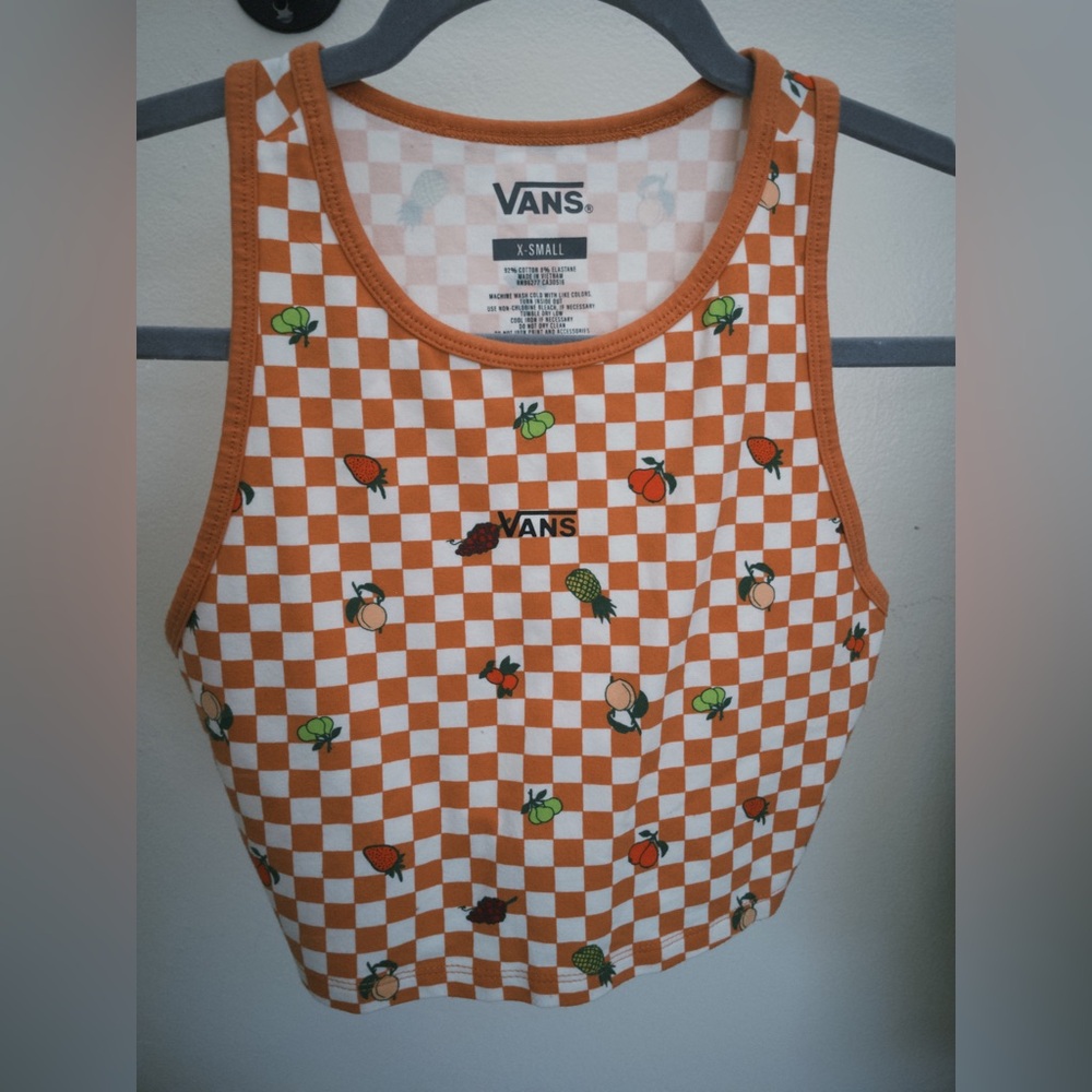 Selling a checkered print Vans cropped tank top!